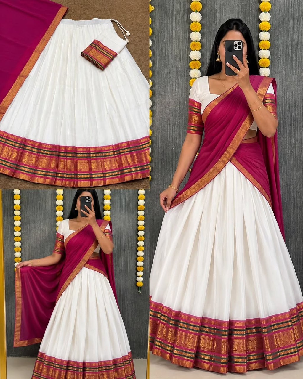 Exquisite Onam Special Mul Cotton Zari Woven Lehenga Choli with Georgette Dupatta