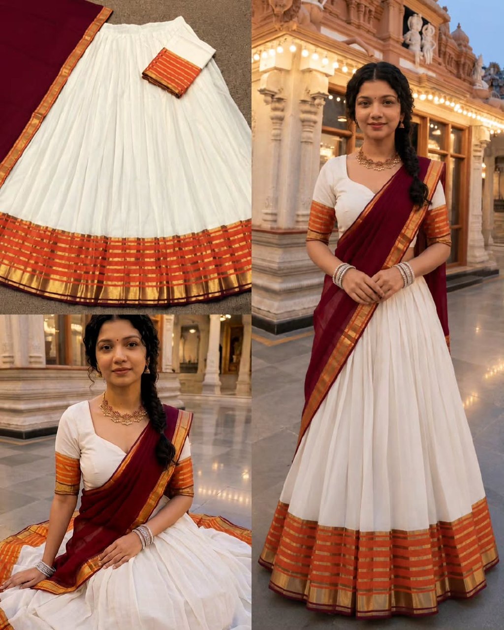 Exquisite Onam Special Mul Cotton Zari Woven Lehenga Choli with Georgette Dupatta