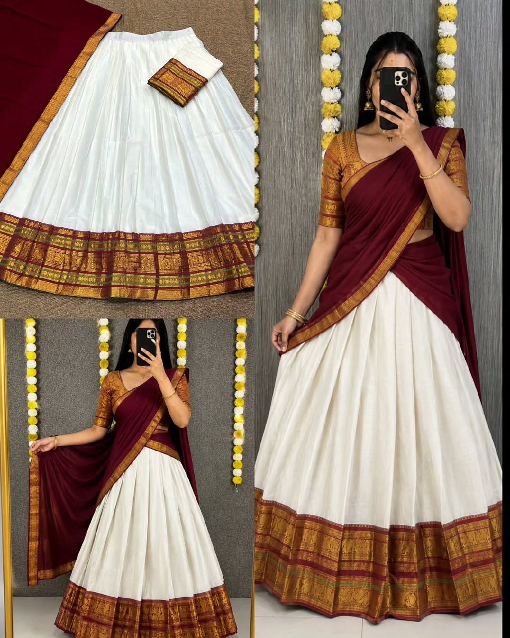 Exquisite Onam Special Mul Cotton Zari Woven Lehenga Choli with Georgette Dupatta