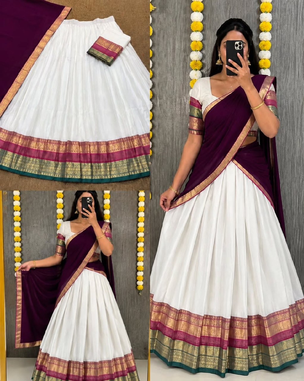 Exquisite Onam Special Mul Cotton Zari Woven Lehenga Choli with Georgette Dupatta
