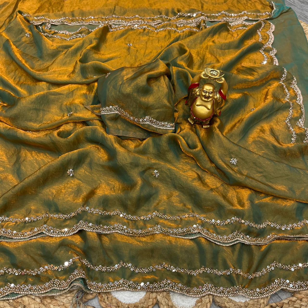 Drape yourself in luxury Bollywood inspired space silk scalloped-border sarees come in 10 breathtaking shades