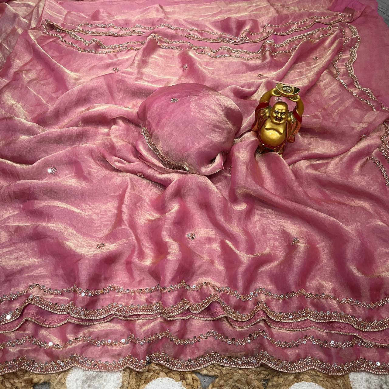 Drape yourself in luxury Bollywood inspired space silk scalloped-border sarees come in 10 breathtaking shades