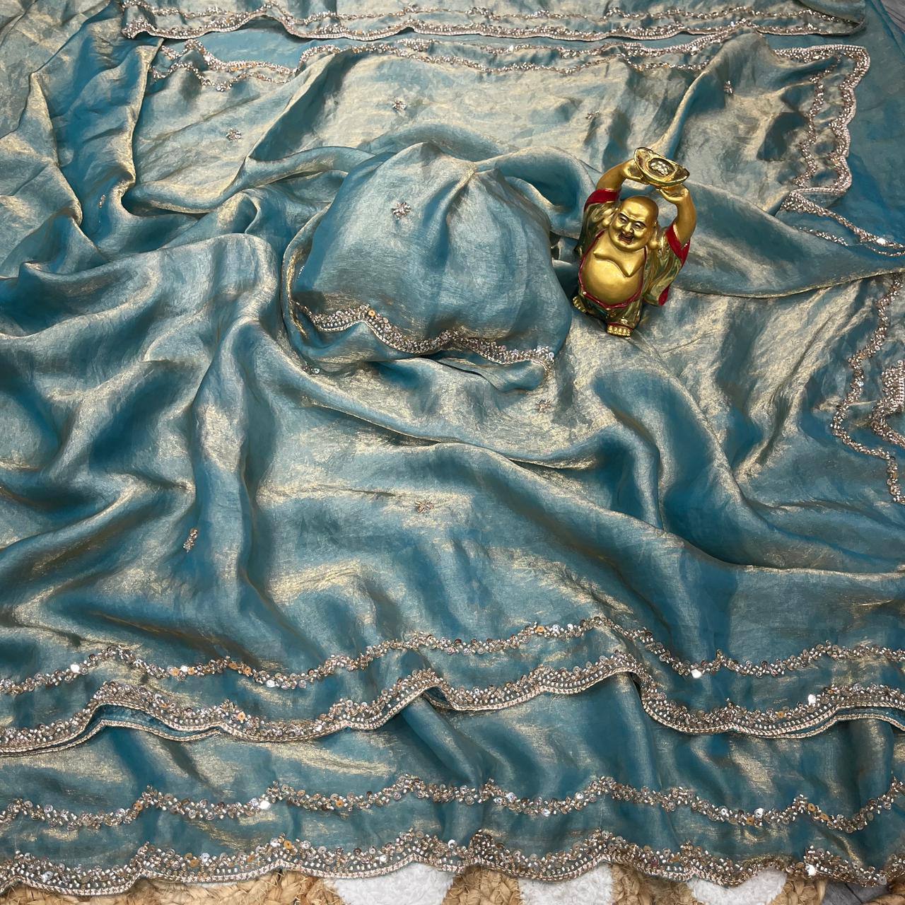 Drape yourself in luxury Bollywood inspired space silk scalloped-border sarees come in 10 breathtaking shades