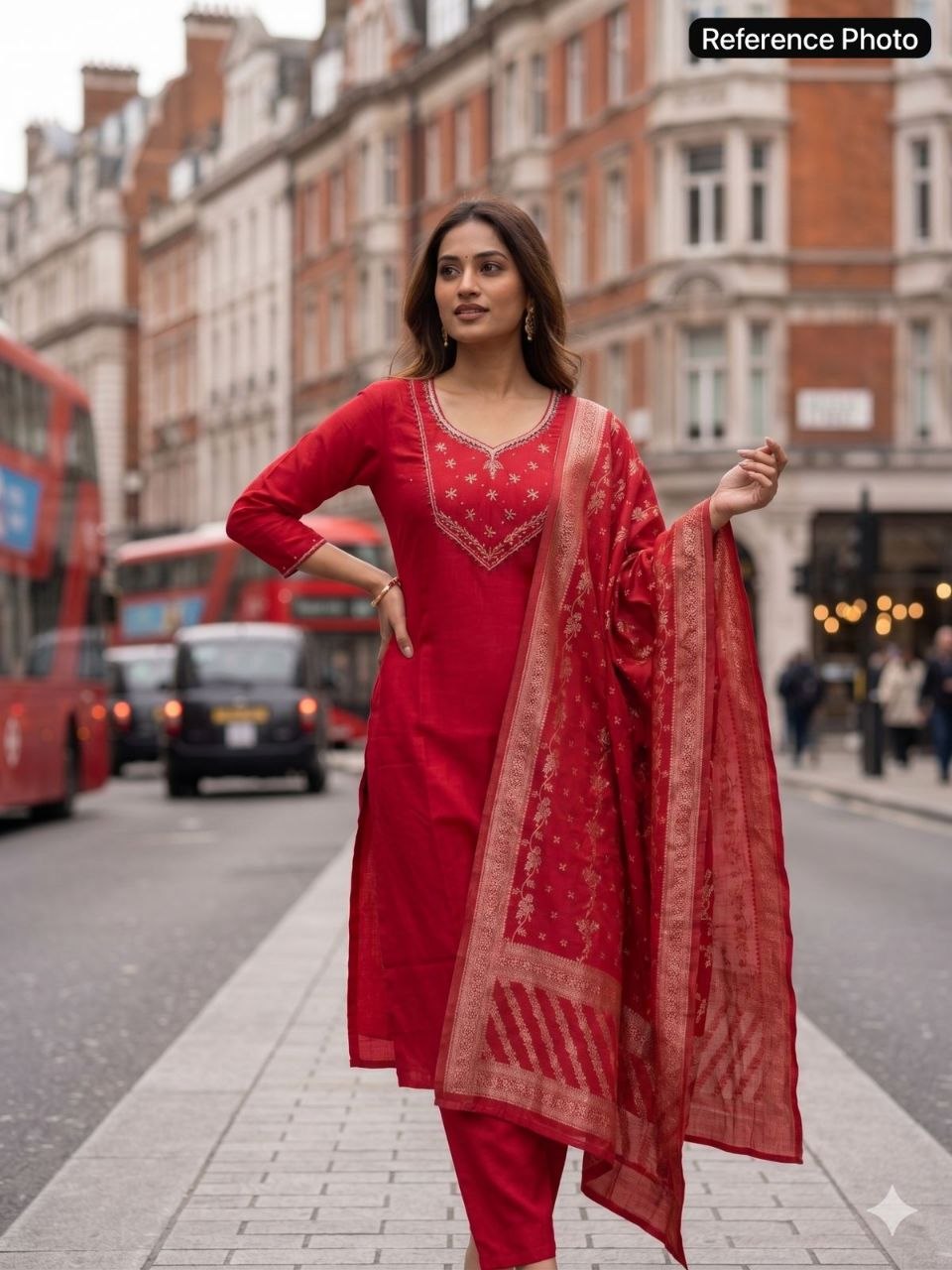 Premium Mul Chanderi Kurti Set With Duppata And Pant