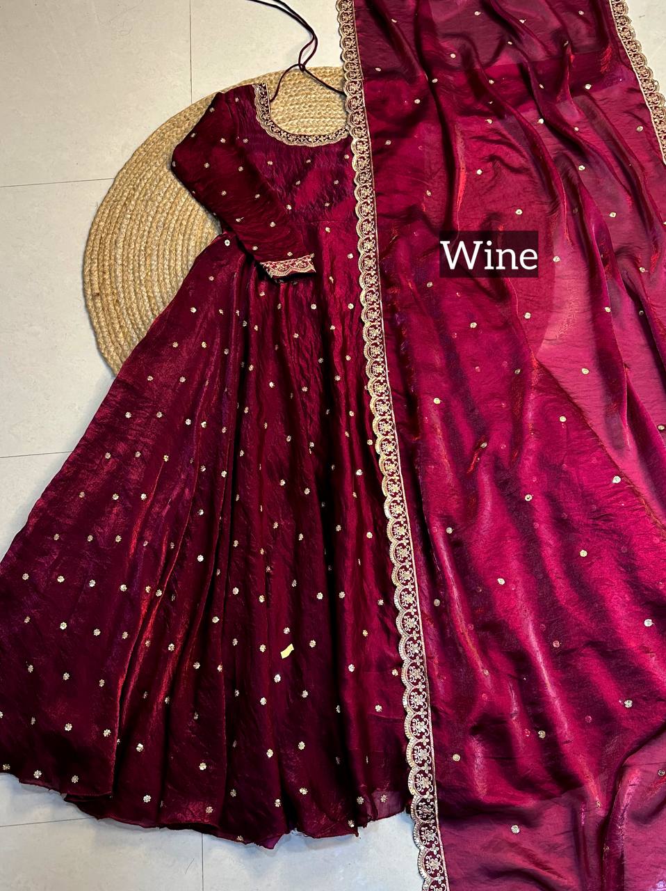 Designer Rich sequence embroidery Gown + Dupata
