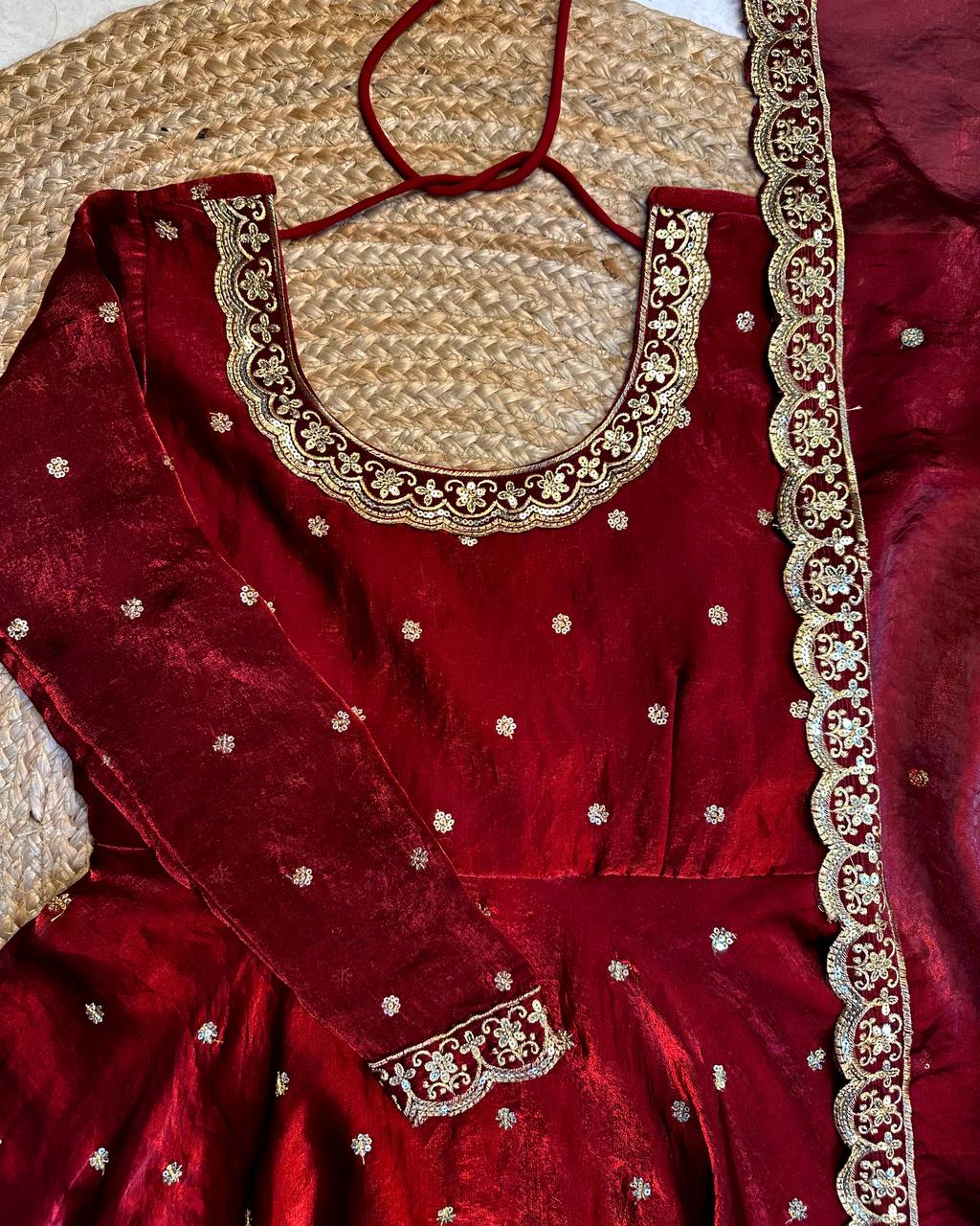 Designer Rich sequence embroidery Gown + Dupata