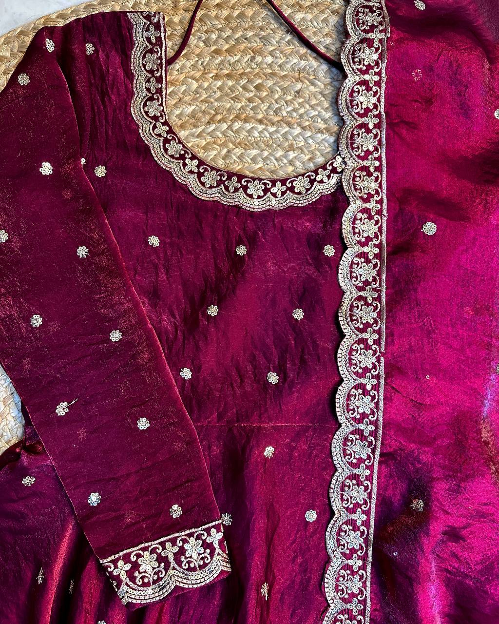 Designer Rich sequence embroidery Gown + Dupata