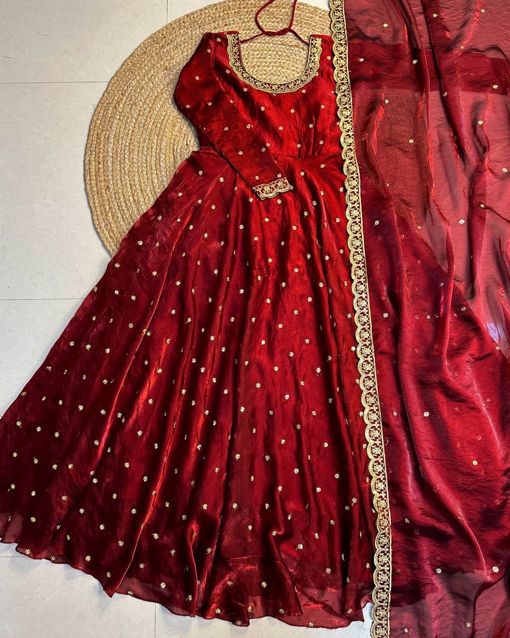 Designer Rich sequence embroidery Gown + Dupata