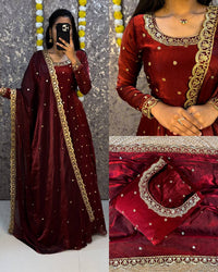 Designer Rich sequence embroidery Gown + Dupata