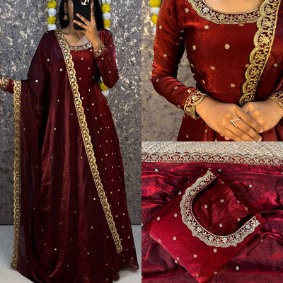 Designer Rich sequence embroidery Gown + Dupata