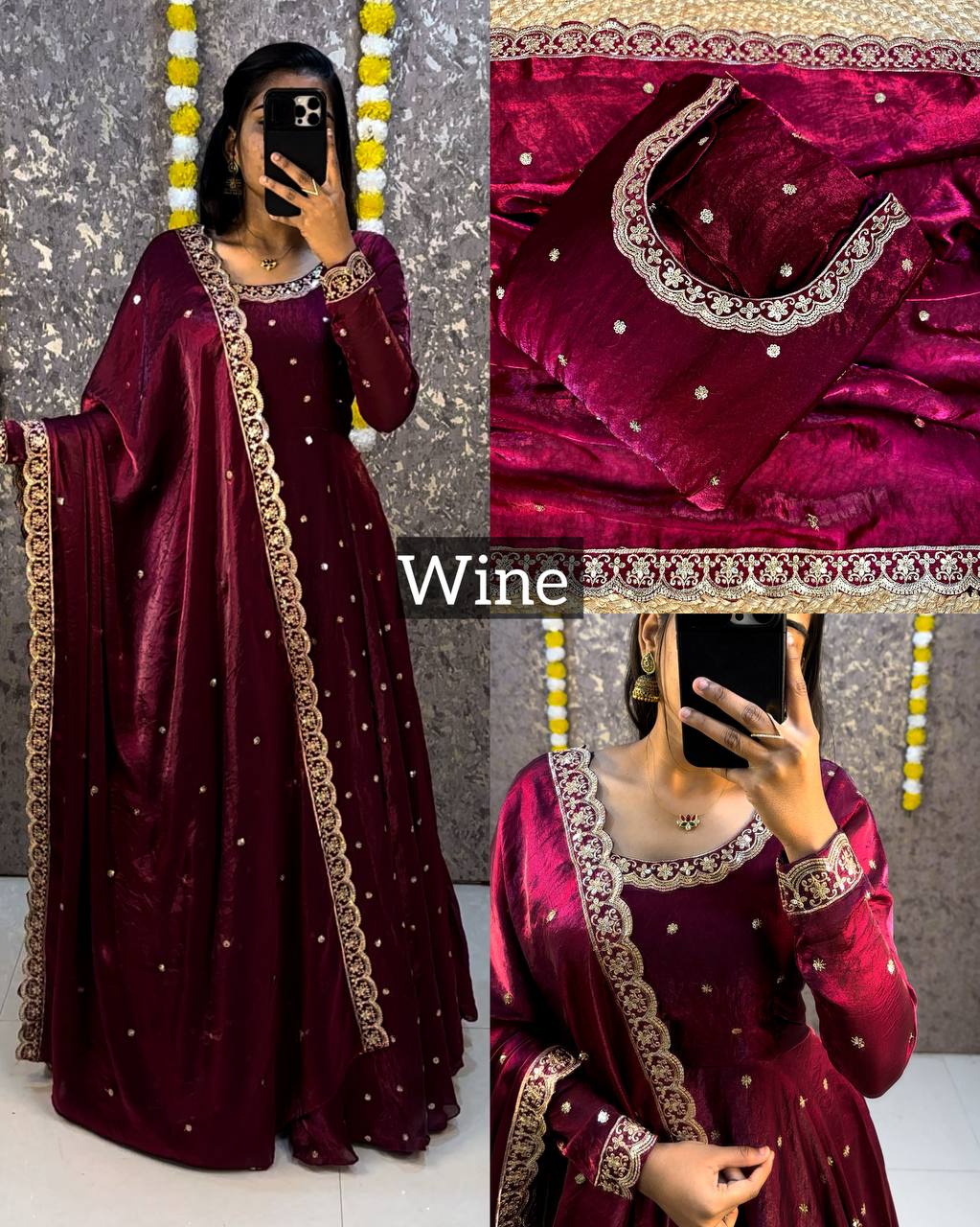 Designer Rich sequence embroidery Gown + Dupata