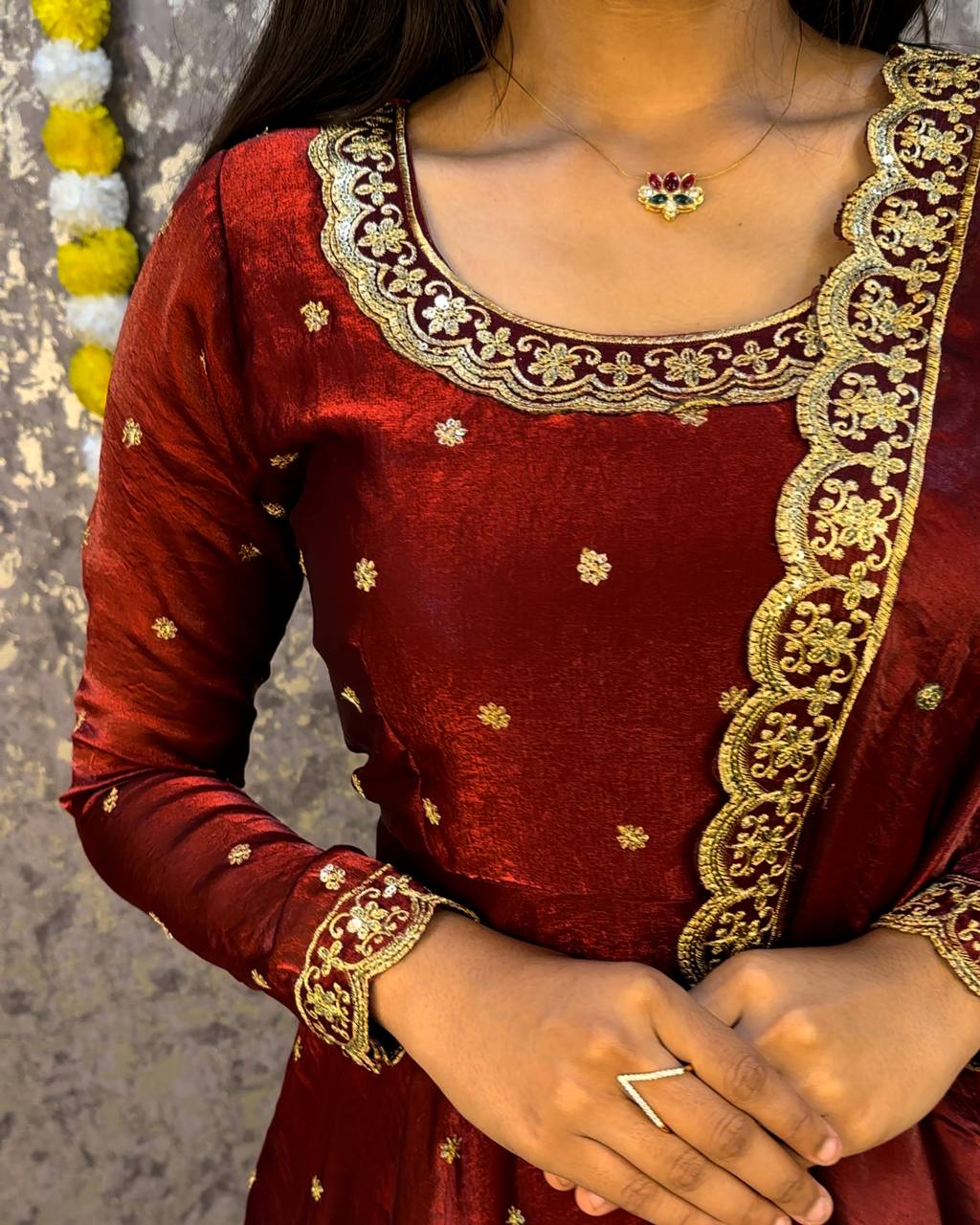 Designer Rich sequence embroidery Gown + Dupata