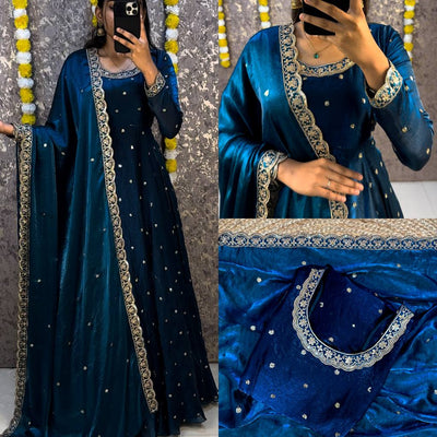 Designer Rich sequence embroidery Gown + Dupata
