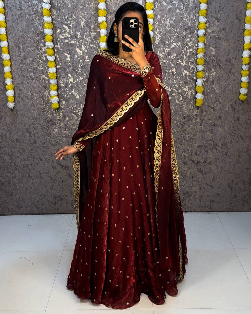 Designer Rich sequence embroidery Gown + Dupata