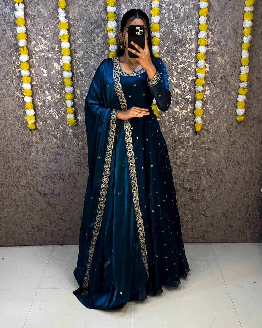 Designer Rich sequence embroidery Gown + Dupata
