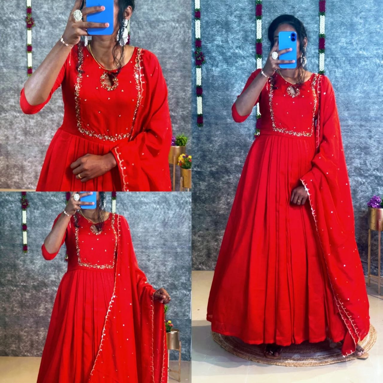 Royale Vichitra Silk Handwork Gown Set