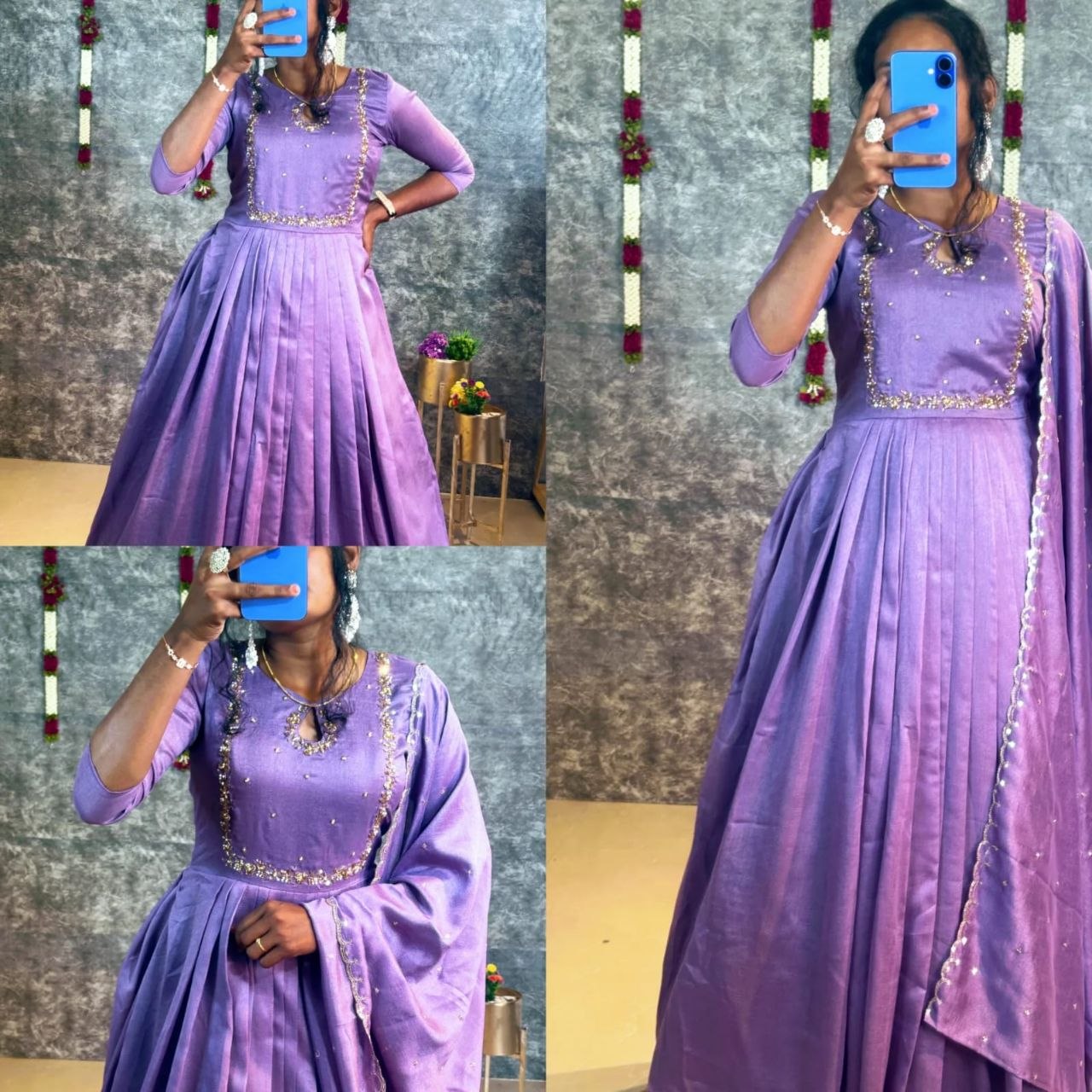 Royale Vichitra Silk Handwork Gown Set