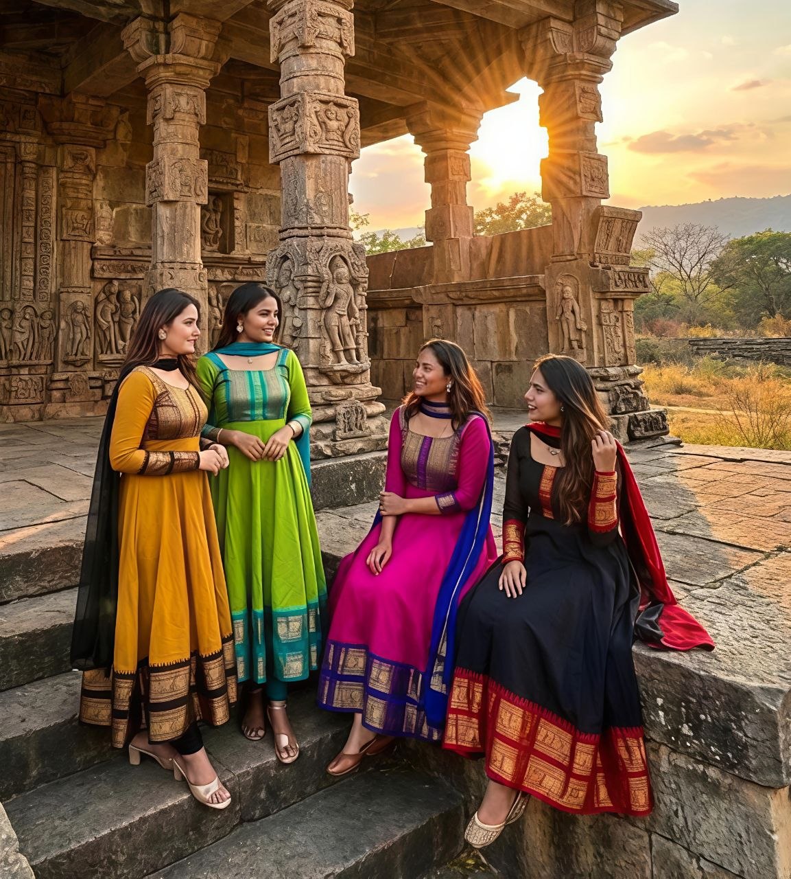 Traditional Anarkali Gown With Duppata