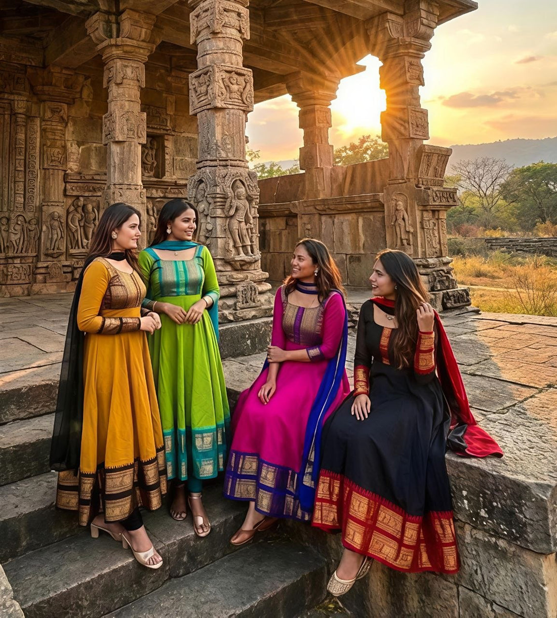 Traditional Anarkali Gown With Duppata
