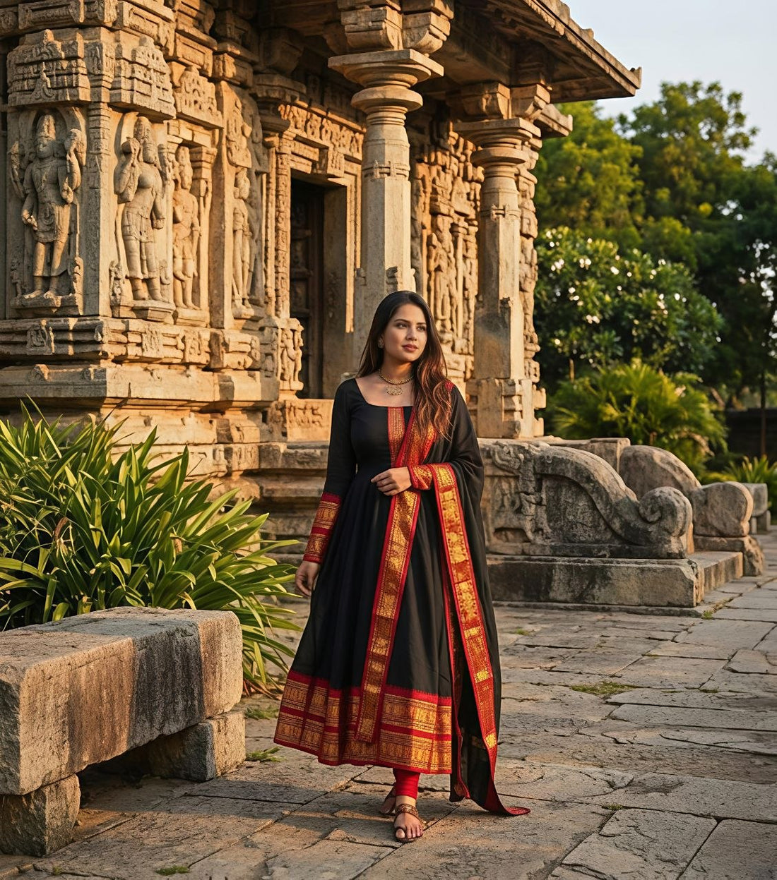 Traditional Anarkali Gown With Duppata