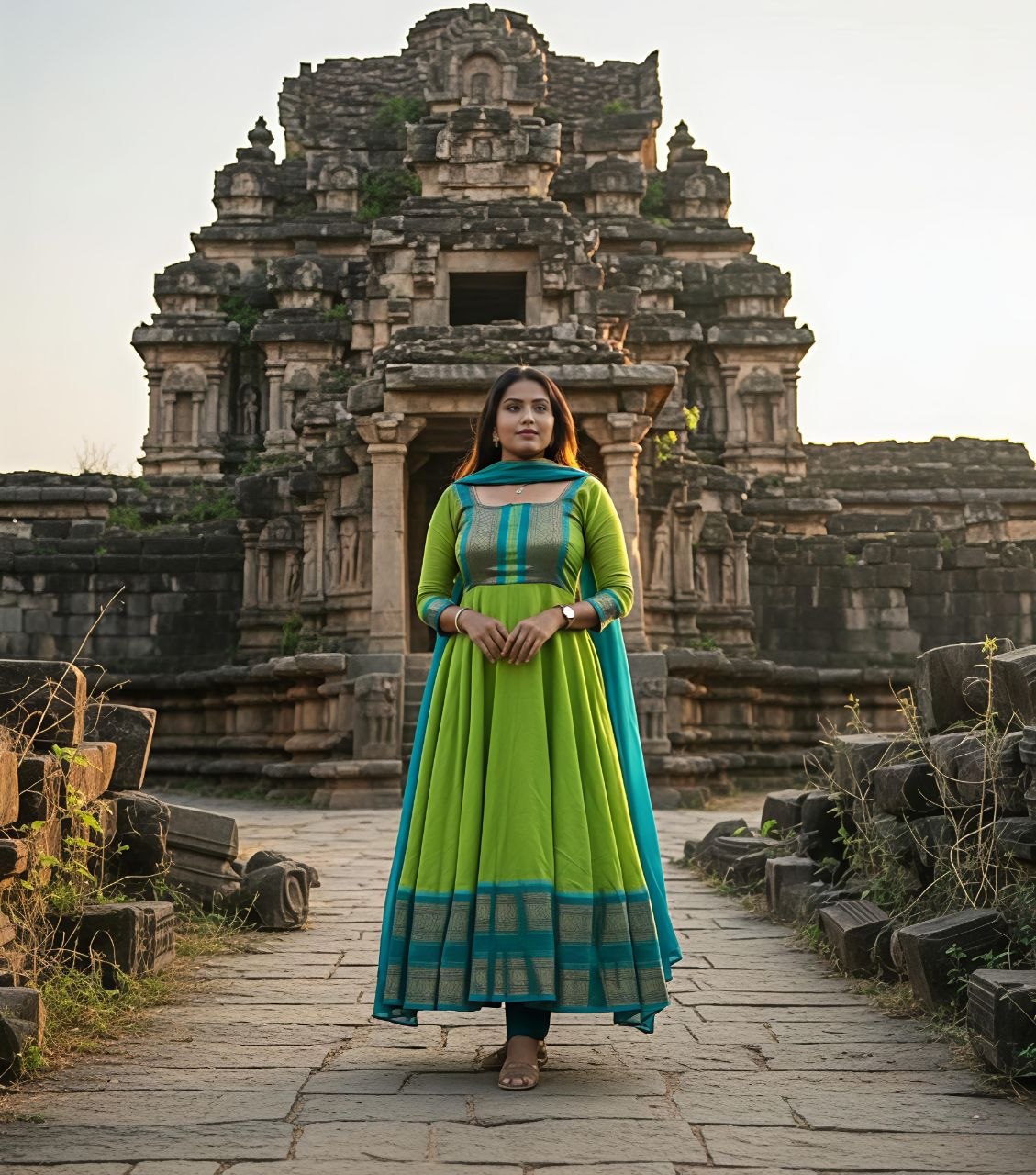 Traditional Anarkali Gown With Duppata