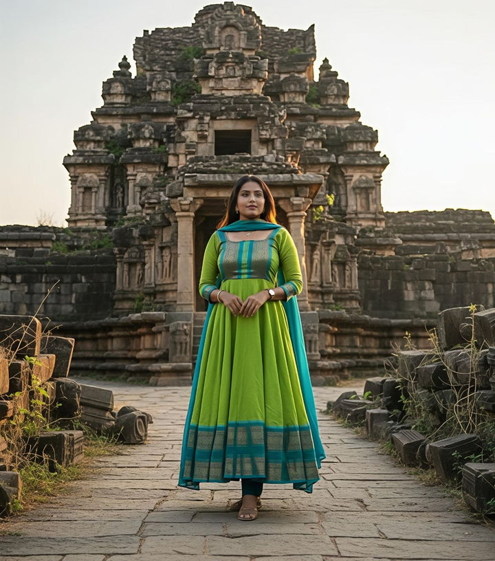 Traditional Anarkali Gown With Duppata