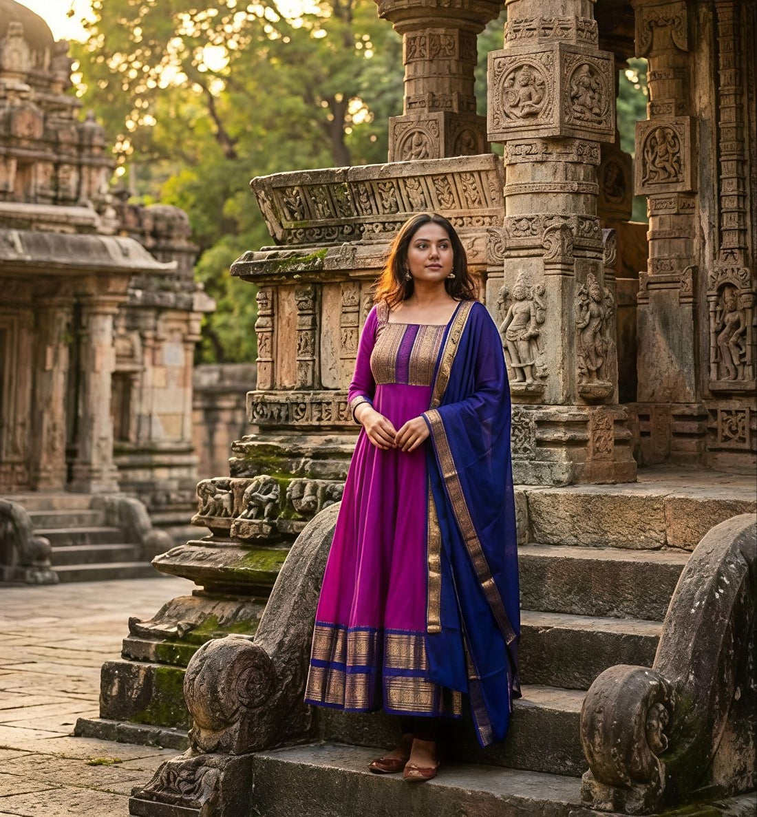 Traditional Anarkali Gown With Duppata