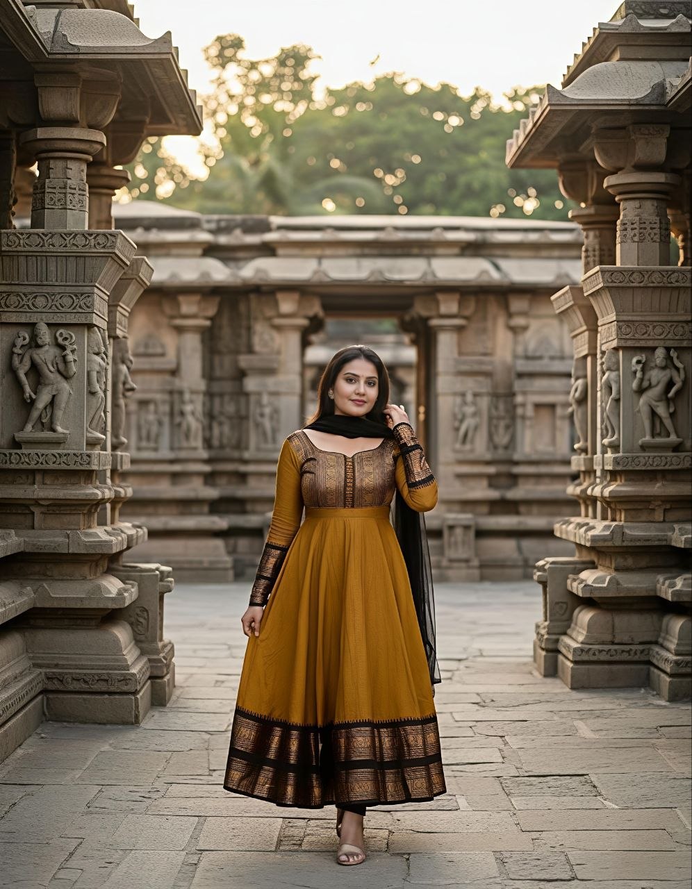 Traditional Anarkali Gown With Duppata