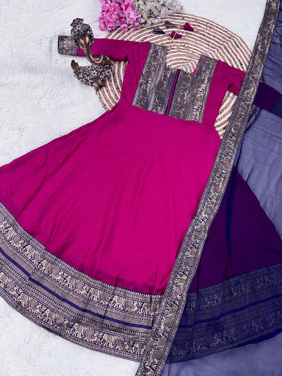 Traditional Anarkali Gown With Duppata