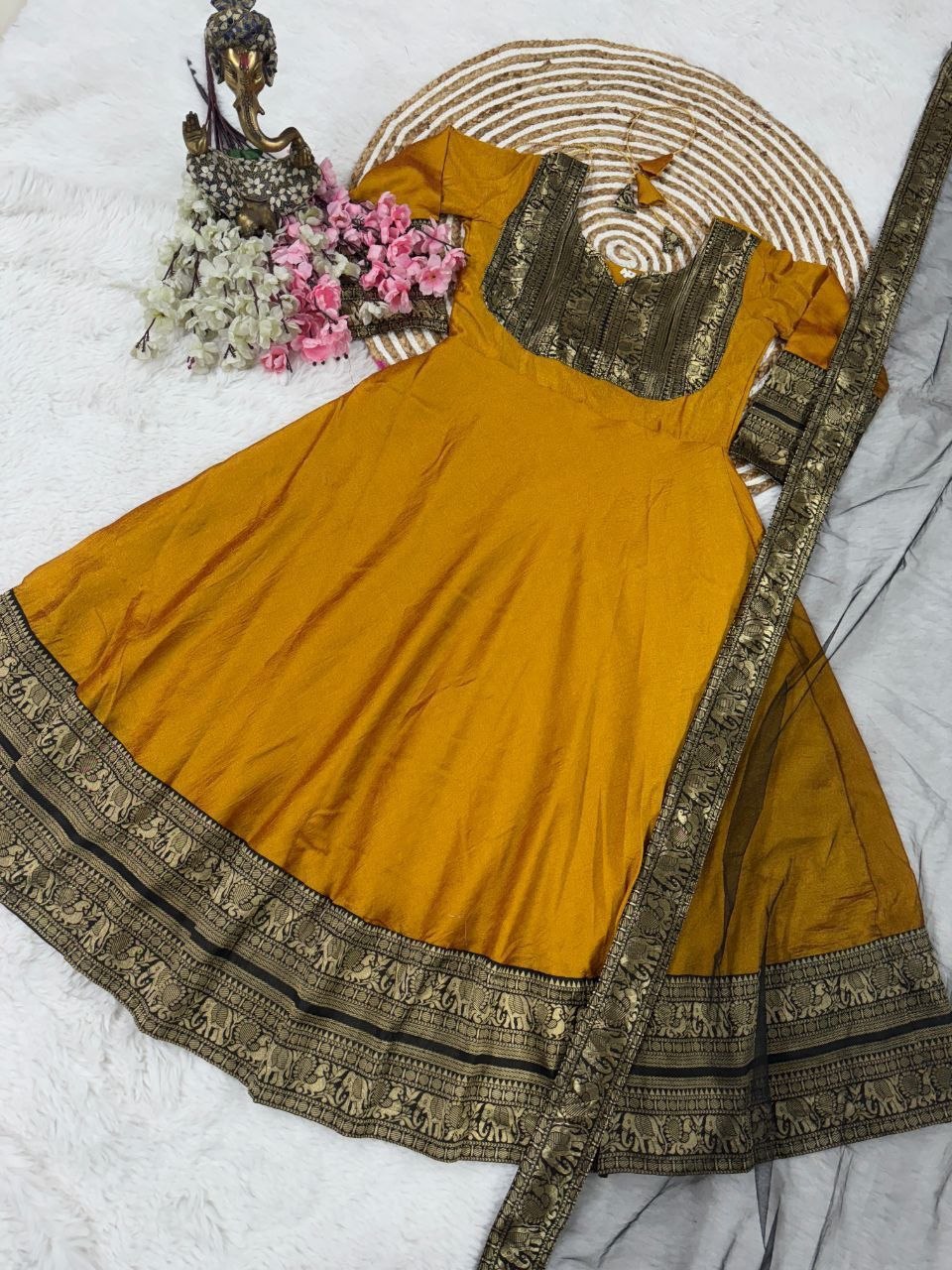 Traditional Anarkali Gown With Duppata