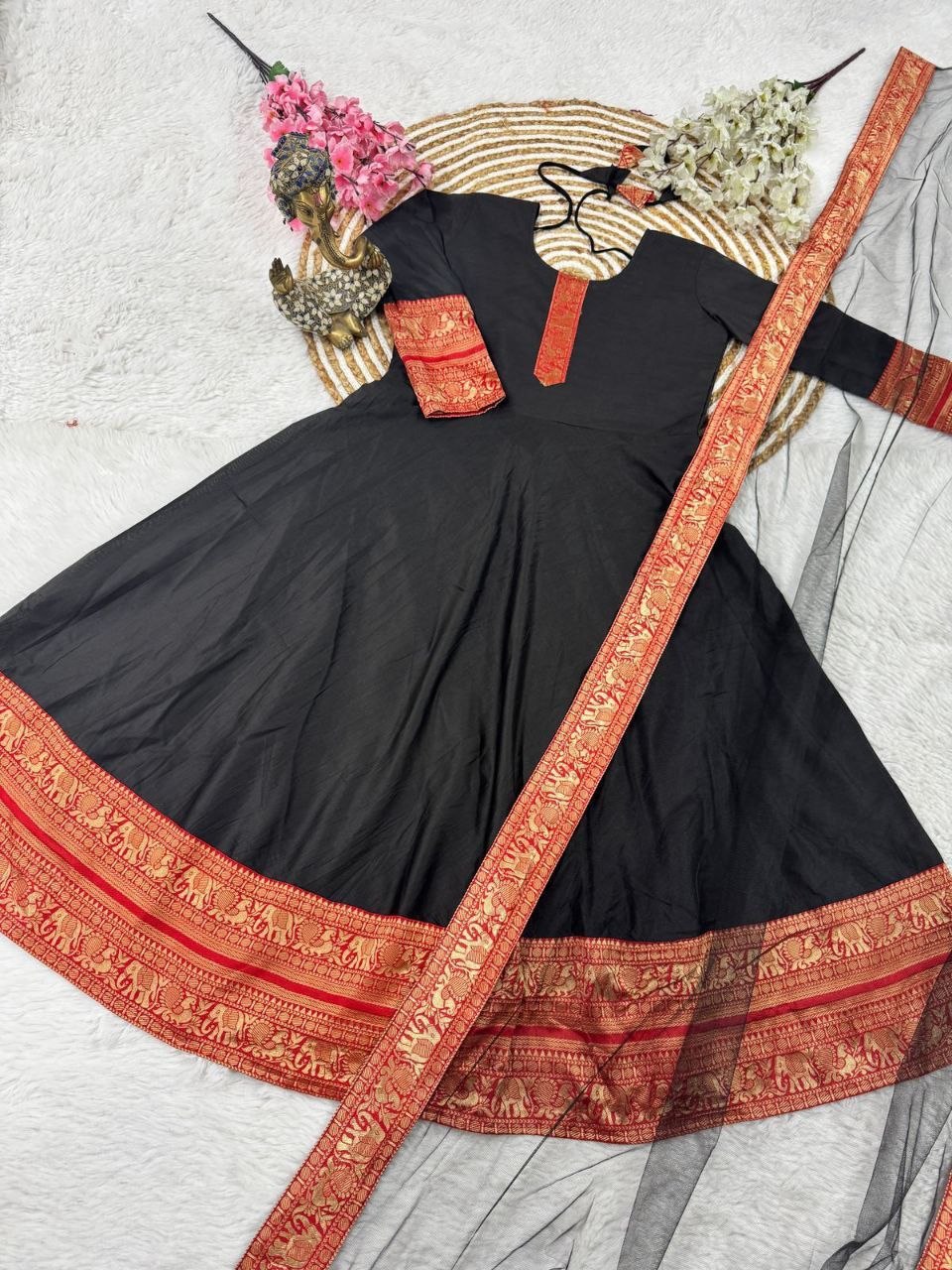 Traditional Anarkali Gown With Duppata