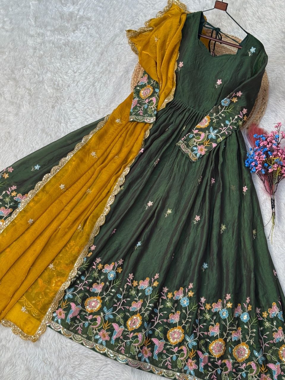 Designer Embroidery Gown With Duppata