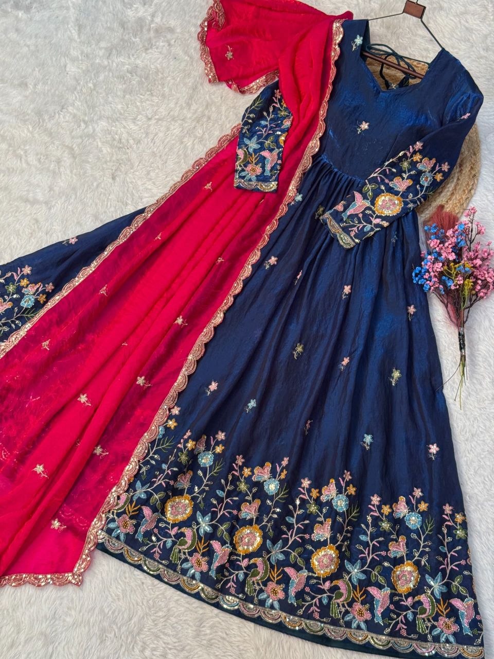 Designer Embroidery Gown With Duppata