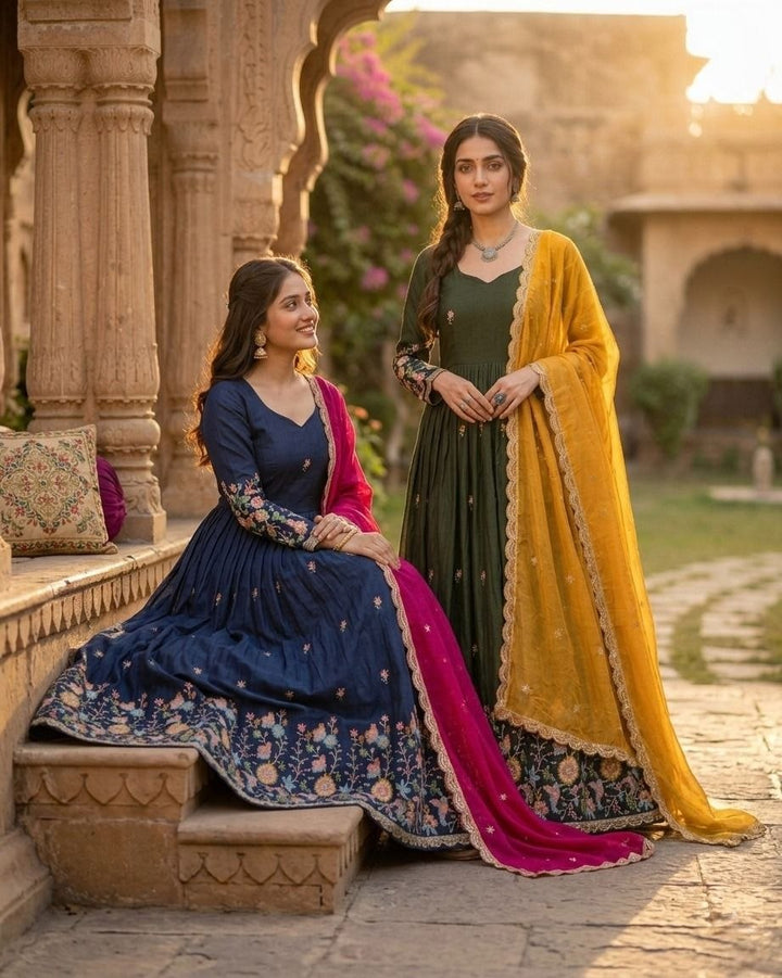 Designer Embroidery Gown With Duppata