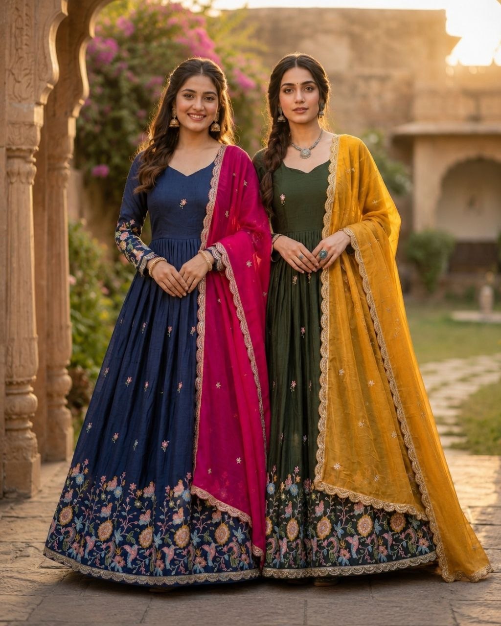 Designer Embroidery Gown With Duppata