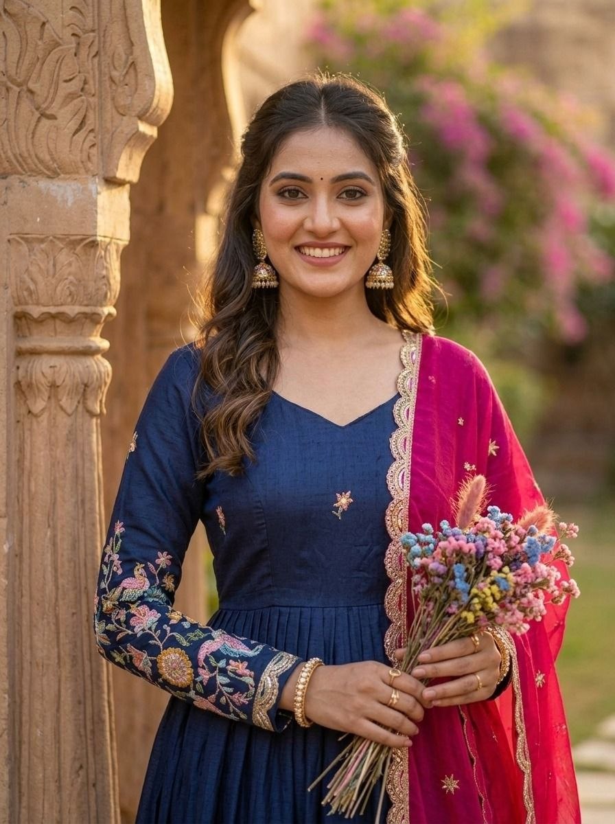 Designer Embroidery Gown With Duppata