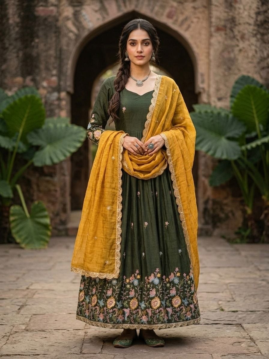 Designer Embroidery Gown With Duppata