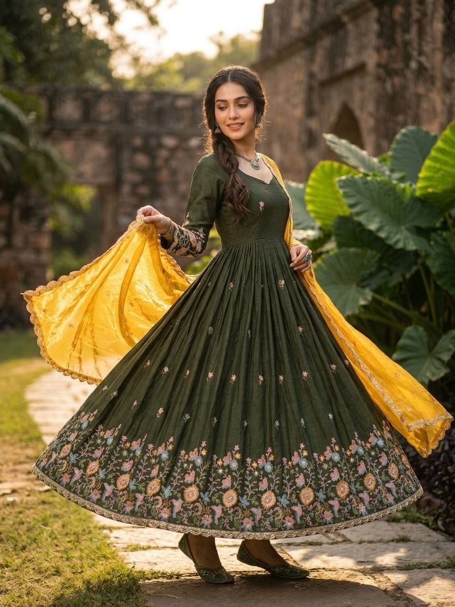 Designer Embroidery Gown With Duppata