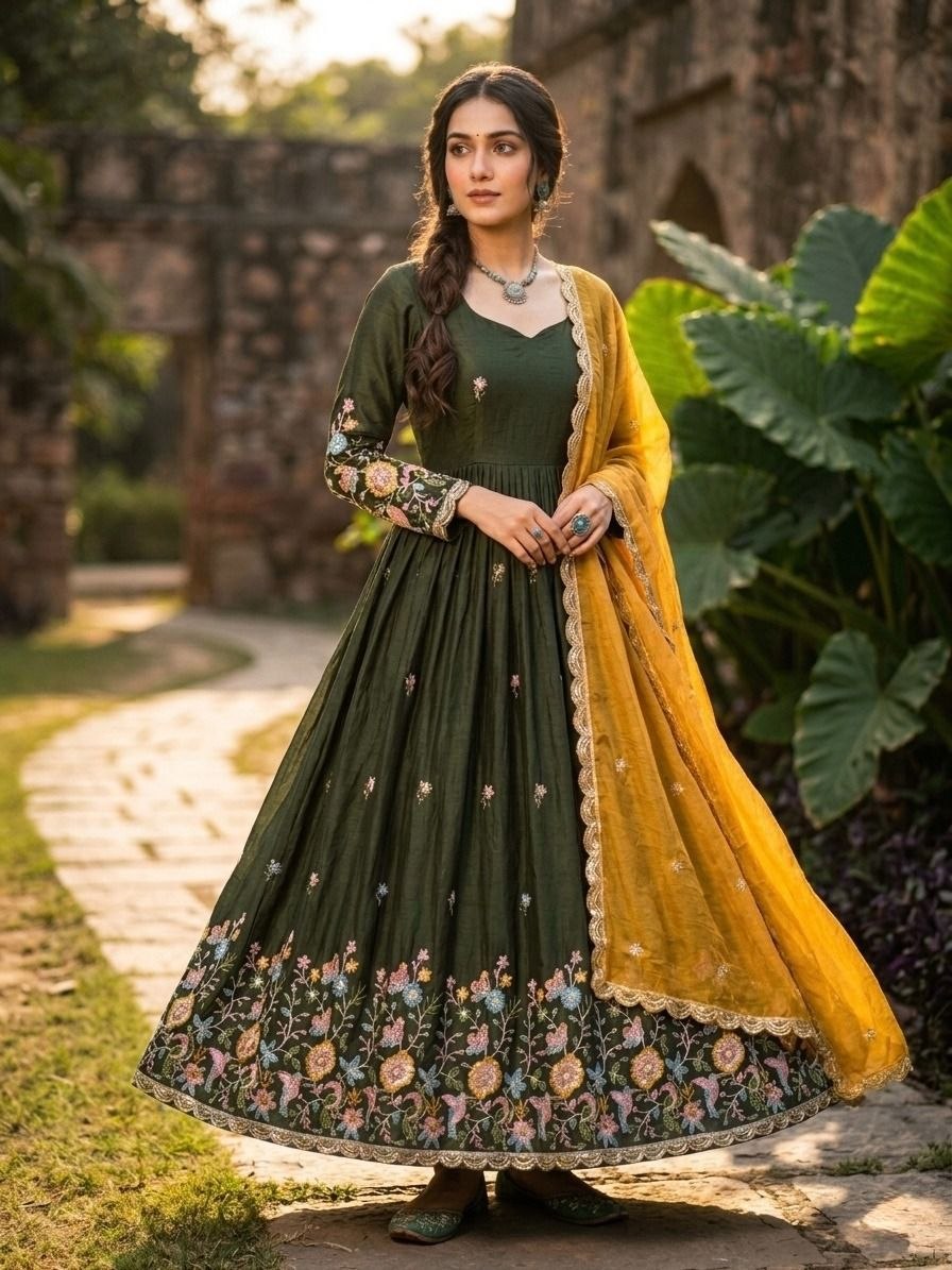 Designer Embroidery Gown With Duppata