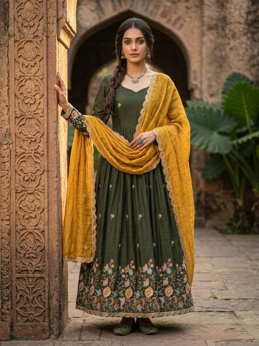 Designer Embroidery Gown With Duppata
