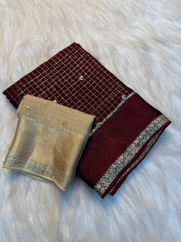 Viscose Georgette Sequence Full Worked Saree
