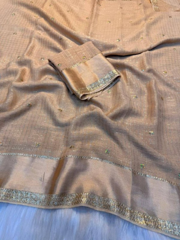 Viscose Georgette Sequence Full Worked Saree