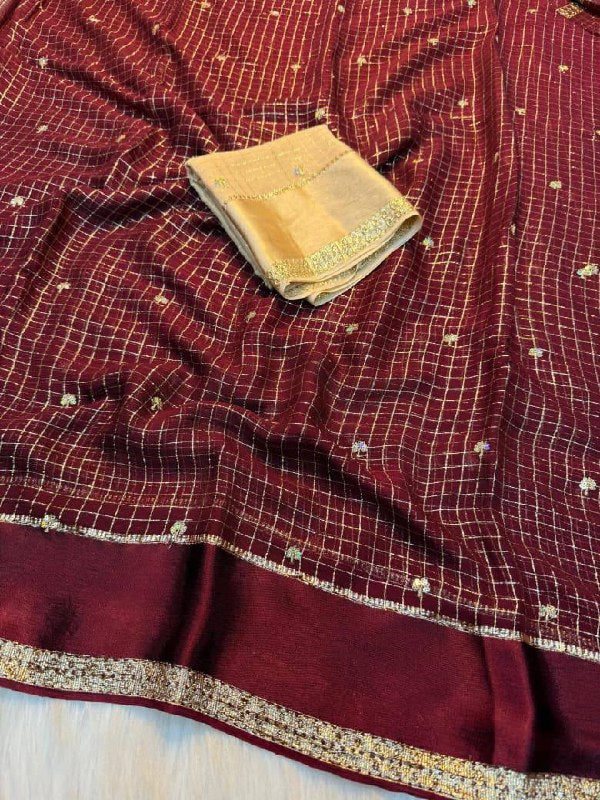 Viscose Georgette Sequence Full Worked Saree