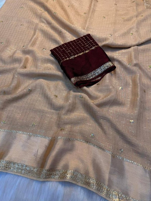Viscose Georgette Sequence Full Worked Saree