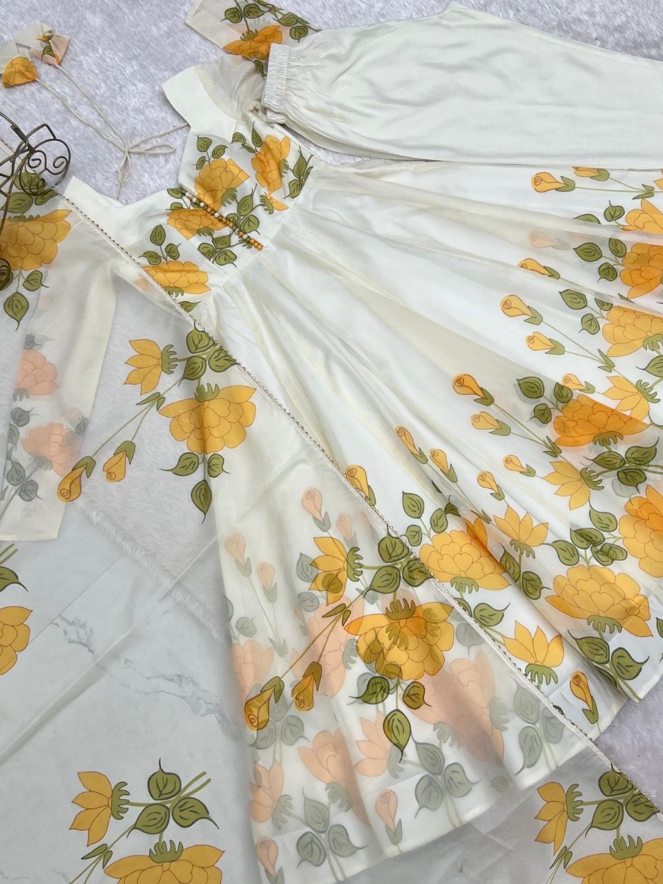 Heavy Pure Soft &nbsp;Organja Silk Floral Print Anarkali Gown