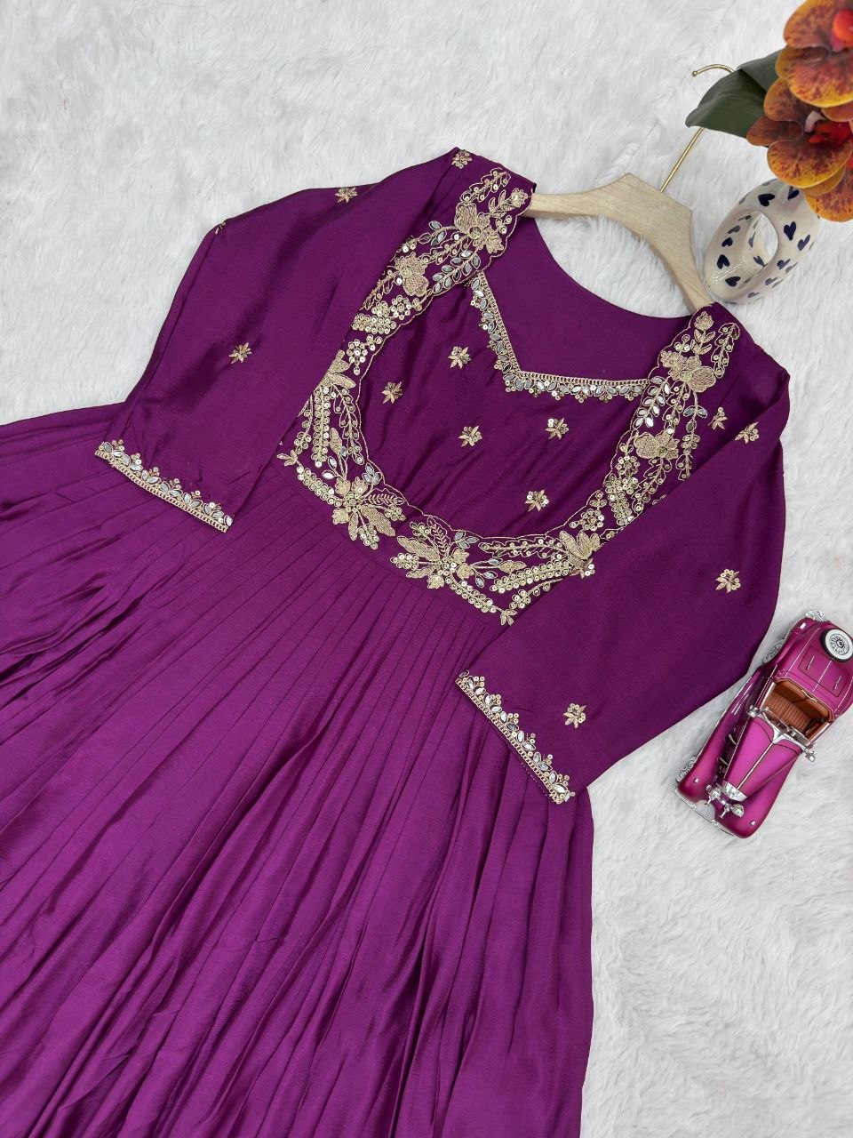 Designer Anarkali Gown With Duppata And Pent