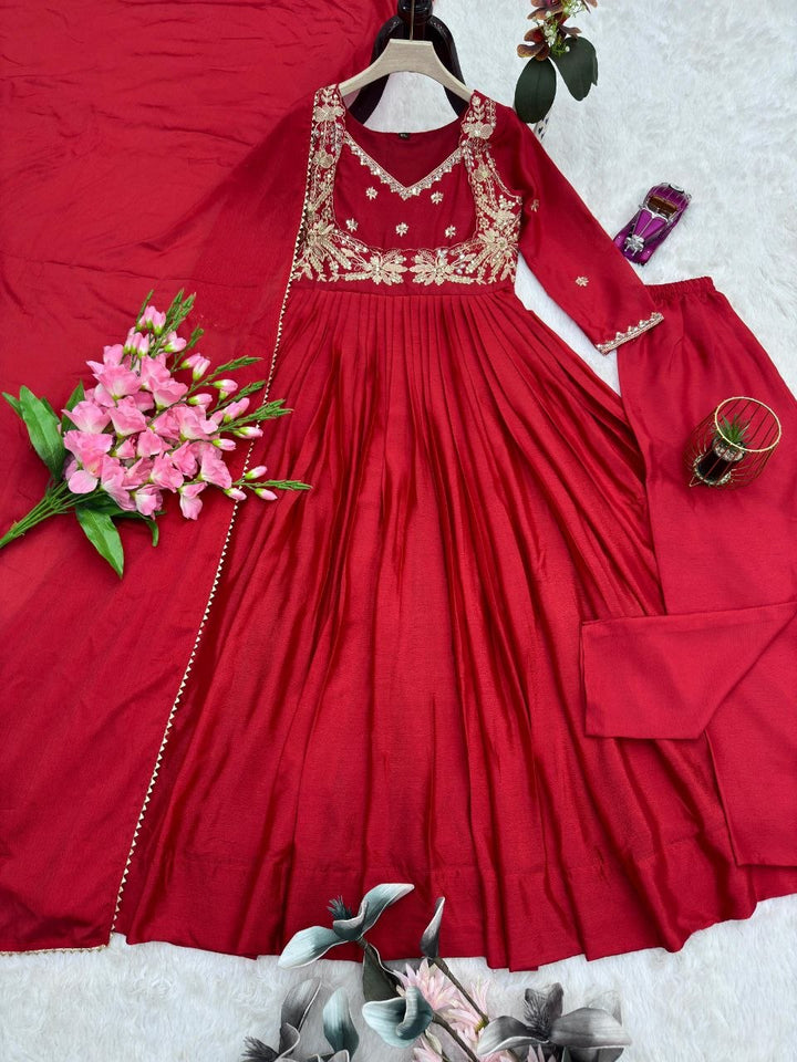 Designer Anarkali Gown With Duppata And Pent