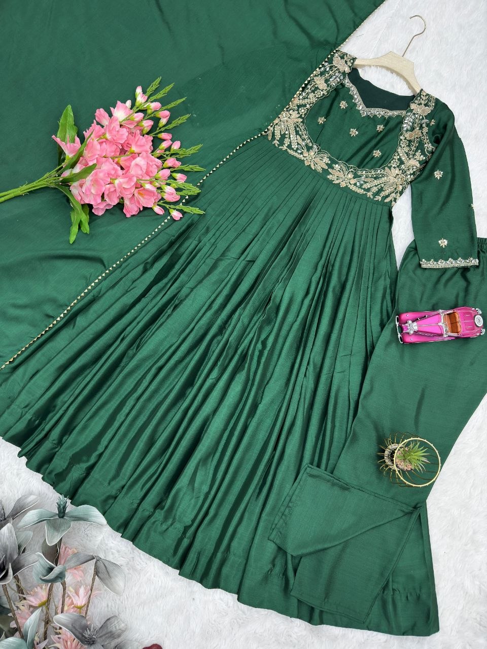 Designer Anarkali Gown With Duppata And Pent