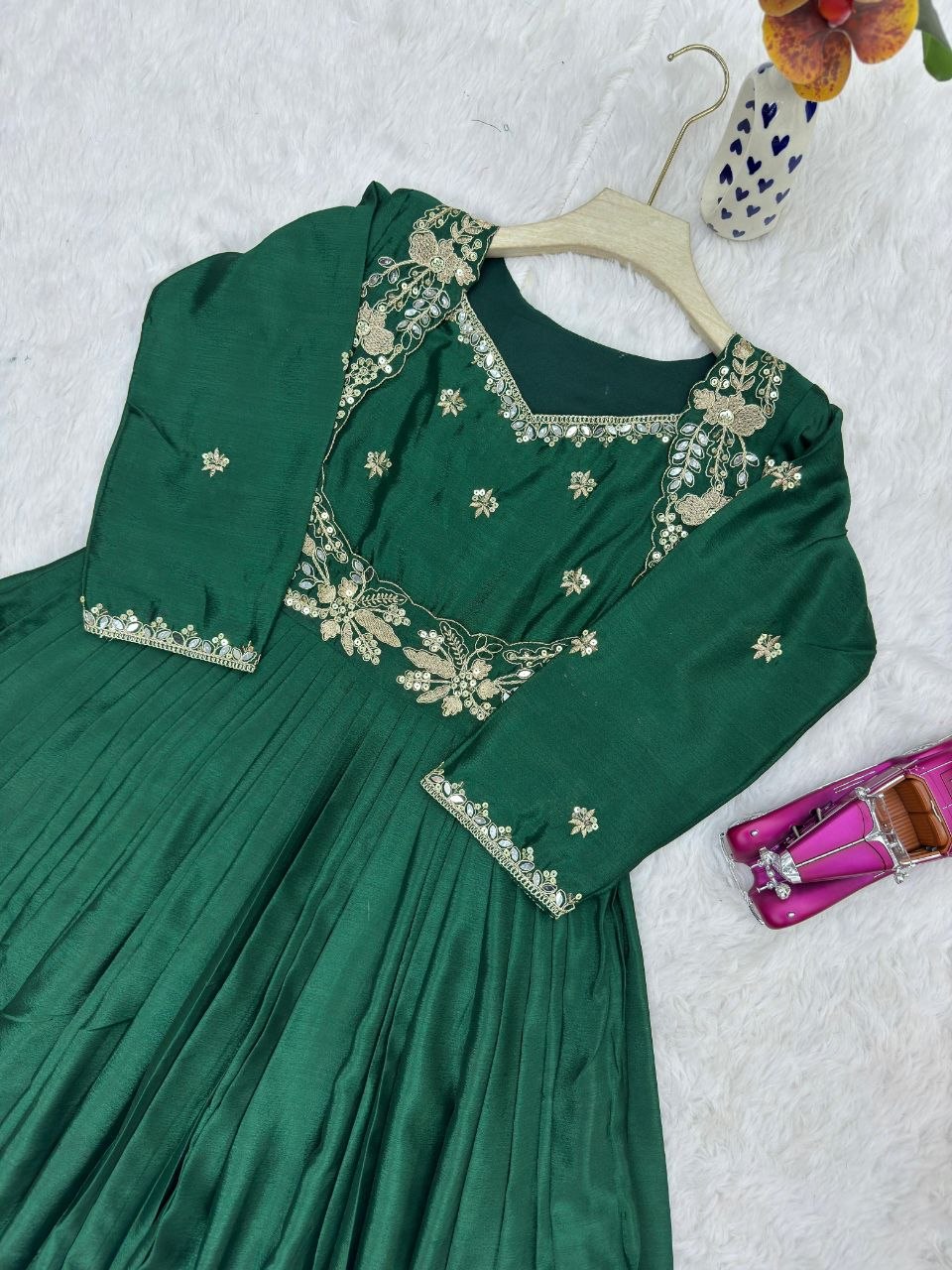 Designer Anarkali Gown With Duppata And Pent