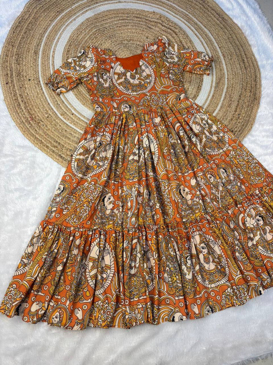 Kalmkari Maxi gown soft Maslin cotton with digital print